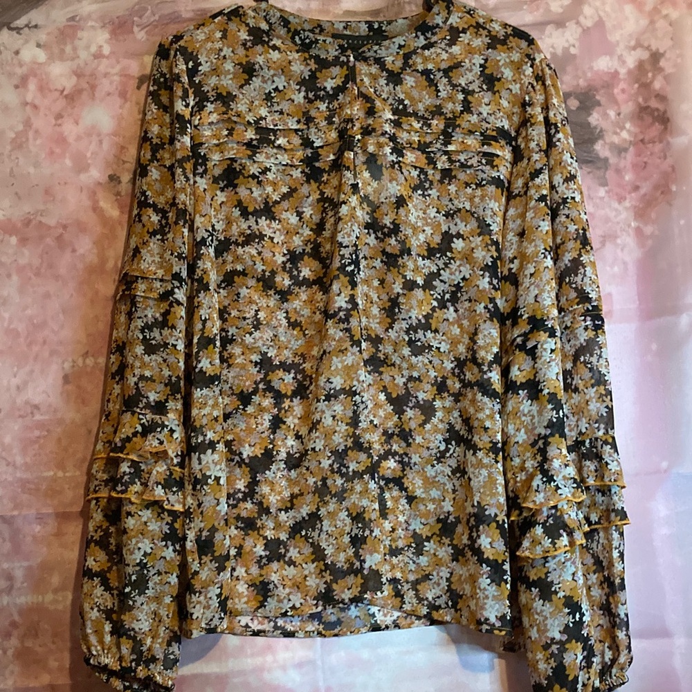Sanctuary Black and Yellow Floral Blouse